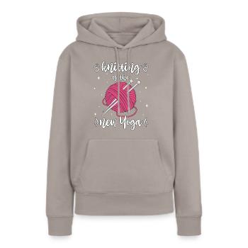 Stricken Knitting Is The New Yoga Stricker lustig - Frauen Premium Bio Hoodie - Taupe - Vorne - Julia (174cm)