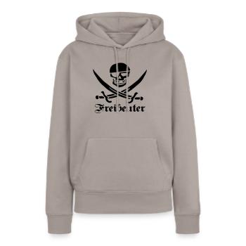 le pirate - Sweat à capuche Premium bio Femme - taupe - Devant - Julia (174cm)