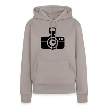 Kamera - Frauen Premium Bio Hoodie - Taupe - Vorne - Julia (174cm)