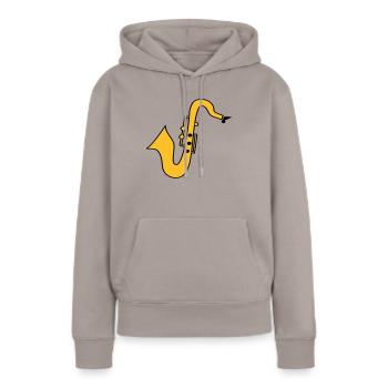 Saxofon - Frauen Premium Bio Hoodie - Taupe - Vorne - Julia (174cm)