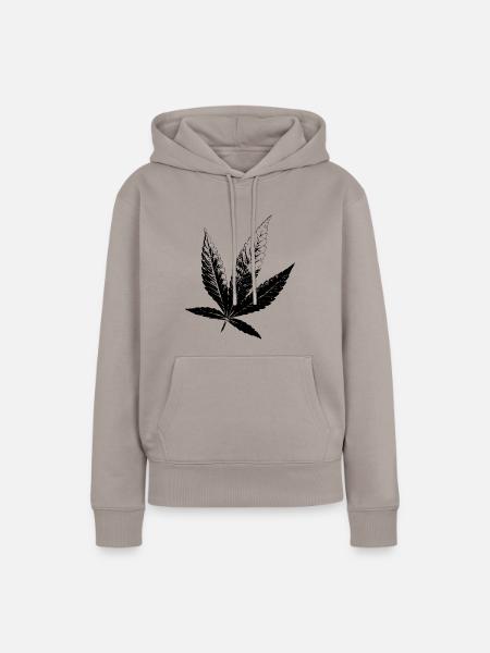 Cannabis Hanf Blatt - Frauen Premium Bio Hoodie - Taupe