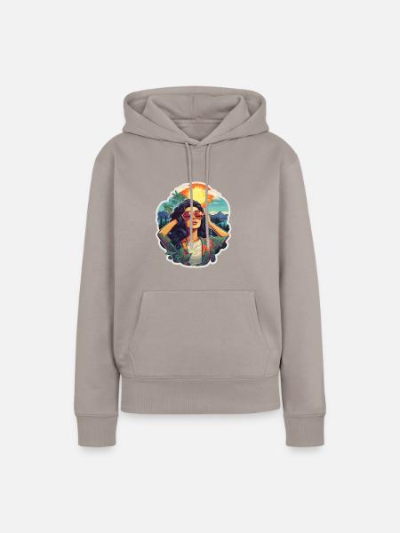 Urlaub & Entspannung - Frauen Premium Bio Hoodie - Taupe