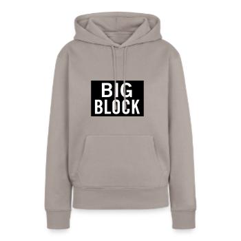 Gros bloc - Sweat à capuche Premium bio Femme - taupe - Devant - Julia (174cm)