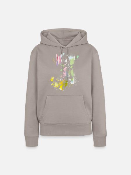 tauben,taube,vögel,vogelschwarm,graffiti,pastell - Frauen Premium Bio Hoodie - Taupe