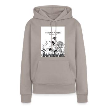 FLOWER POWER - Frauen Premium Bio Hoodie - Taupe - Vorne - Julia (174cm)