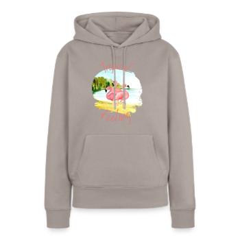 Sensation tropicale - Sweat à capuche Premium bio Femme - taupe - Devant - Julia (174cm)