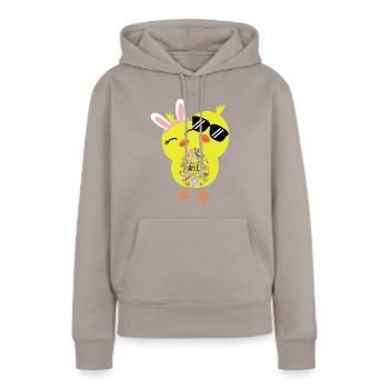 Joyeuses Pâques - Sweat à capuche Premium bio Femme - taupe - Devant - Julia (174cm)