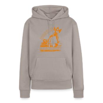 Hustle Maschinist - Frauen Premium Bio Hoodie - Taupe - Vorne - Julia (174cm)