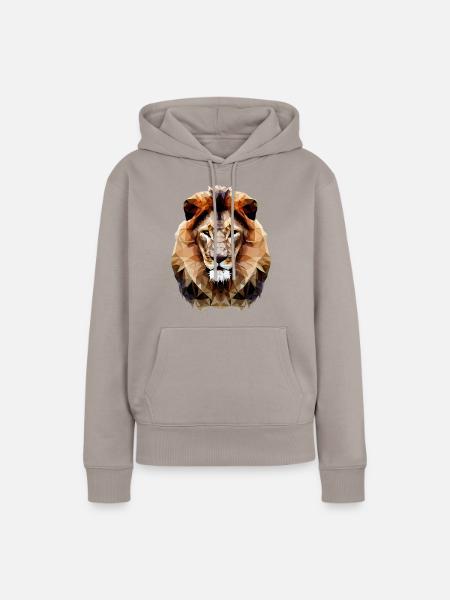 Moderner Polygon Löwe - Frauen Premium Bio Hoodie - Taupe