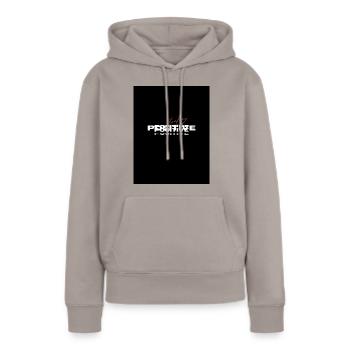 thinking positive - Frauen Premium Bio Hoodie - Taupe - Vorne - Julia (174cm)