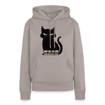 Why fall in love when you can fall asleep cat - Women’s Premium Organic Hoodie - taupe - Front - Julia (174cm)