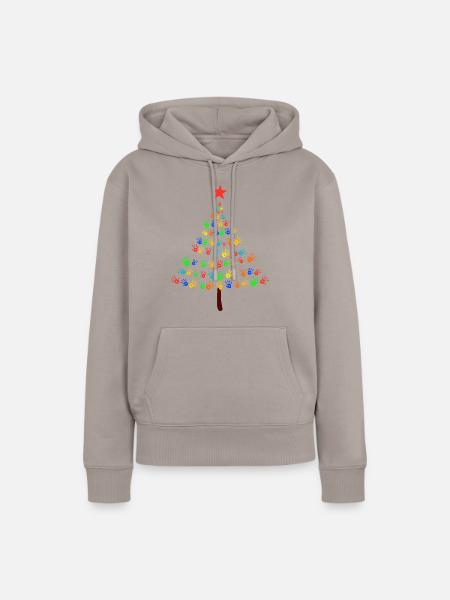 Weihnachtsbaum Kinder Frieden - Frauen Premium Bio Hoodie - Taupe