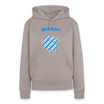 Urbayer, Oberbayern, MInga, Bayer - Frauen Premium Bio Hoodie - Taupe - Vorne - Julia (174cm)