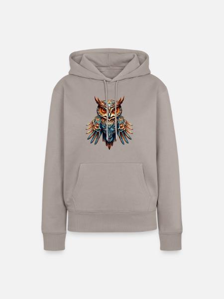 Cool Night Owl - Frauen Premium Bio Hoodie - Taupe