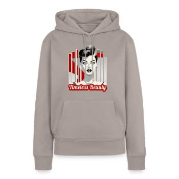 Beauté intemporelle - Sweat à capuche Premium bio Femme - taupe - Devant - Julia (174cm)