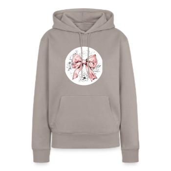 Noeud Soie Glamour Cadeau - Sweat à capuche Premium bio Femme - taupe - Devant - Julia (174cm)