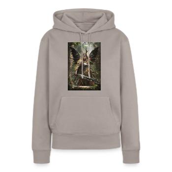 Guerrier Mythologie Mythe Cadeau - Sweat à capuche Premium bio Femme - taupe - Devant - Julia (174cm)