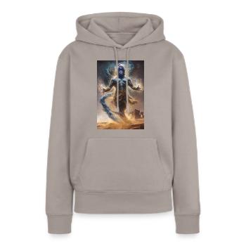 Génie Mythologie Mythe Cadeau - Sweat à capuche Premium bio Femme - taupe - Devant - Julia (174cm)
