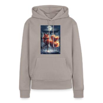 Renard Mythologie Mythe Cadeau - Sweat à capuche Premium bio Femme - taupe - Devant - Julia (174cm)