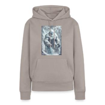 Yeti Legend Mythe Cadeau - Sweat à capuche Premium bio Femme - taupe - Devant - Julia (174cm)