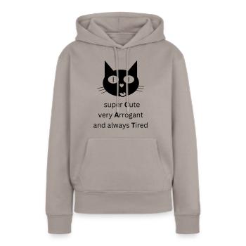 CAT - super mignon, très arrogant et toujours fatigué - Sweat à capuche Premium bio Femme - taupe - Devant - Julia (174cm)