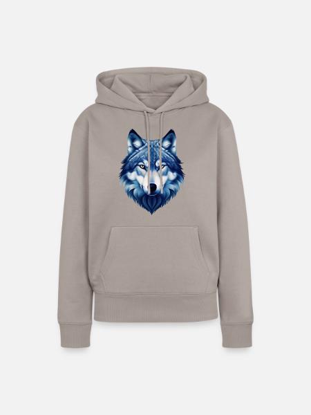 Wolf - Frauen Premium Bio Hoodie - Taupe