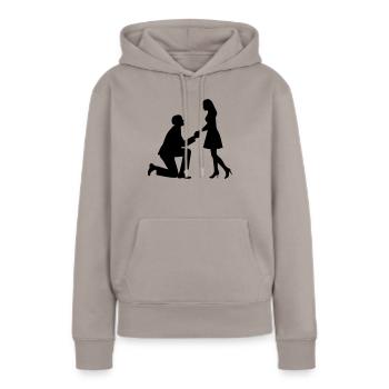 Heiratsantrag - Frauen Premium Bio Hoodie - Taupe - Vorne - Julia (174cm)