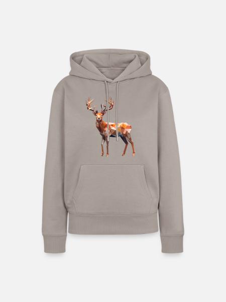 Polygon Hirsch - Frauen Premium Bio Hoodie - Taupe