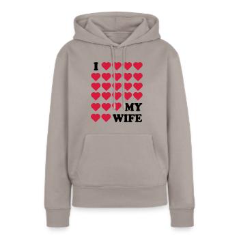 Ehefrau - Frauen Premium Bio Hoodie - Taupe - Vorne - Julia (174cm)