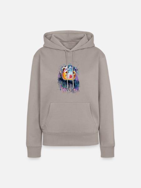 Frettchen handgezeichnet - Frauen Premium Bio Hoodie - Taupe