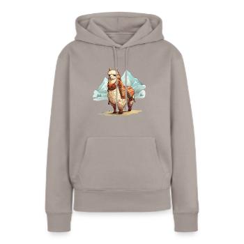 Alpaka mit Decke - Frauen Premium Bio Hoodie - Taupe - Vorne - Julia (174cm)