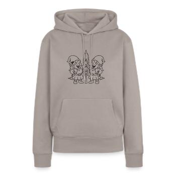 Zwergenfreundinnen mit Cannabisblatt - Frauen Premium Bio Hoodie - Taupe - Vorne - Julia (174cm)