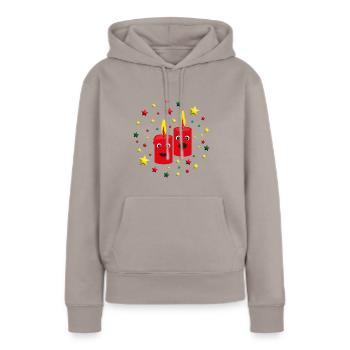 2. Adventskerzen mit Sternen. - Frauen Premium Bio Hoodie - Taupe - Vorne - Julia (174cm)