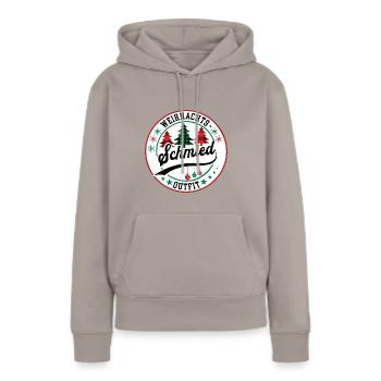 Schmied Weihnachten XMAS Schmiede Metallbauer - Frauen Premium Bio Hoodie - Taupe - Vorne - Julia (174cm)