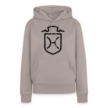 holsteiner - Frauen Premium Bio Hoodie - Taupe - Vorne - Julia (174cm)