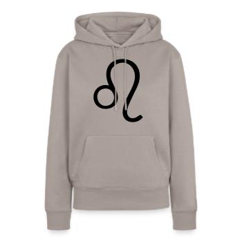 lion symbole astro - Sweat à capuche Premium bio Femme - taupe - Devant - Julia (174cm)