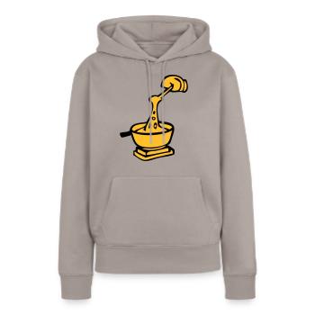 dessin de fondue, spécialité culinaire suisse - Sweat à capuche Premium bio Femme - taupe - Devant - Julia (174cm)