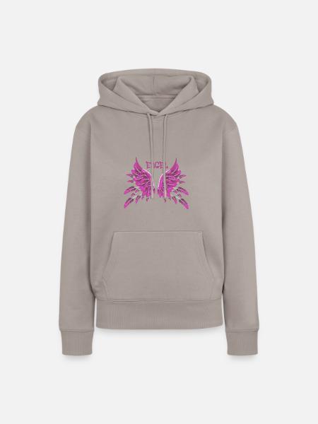 engel,pink,federn,angelwings,Flügel - Frauen Premium Bio Hoodie - Taupe