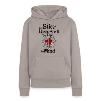 Sternzeichen Stier - Frauen Premium Bio Hoodie - Taupe - Vorne - Julia (174cm)