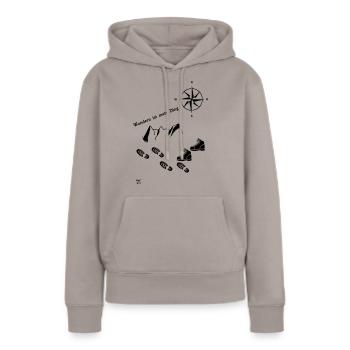 Wandern - Frauen Premium Bio Hoodie - Taupe - Vorne - Julia (174cm)
