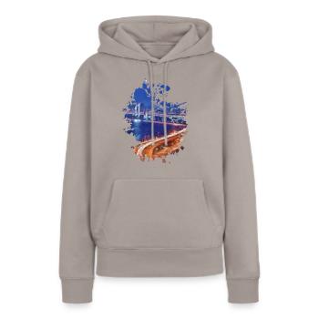 Highway - Frauen Premium Bio Hoodie - Taupe - Vorne - Julia (174cm)
