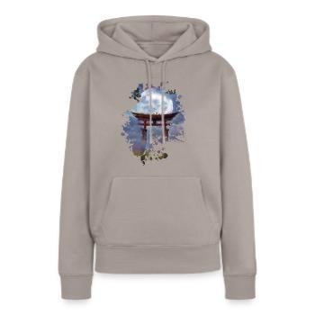 Tor - Frauen Premium Bio Hoodie - Taupe - Vorne - Julia (174cm)