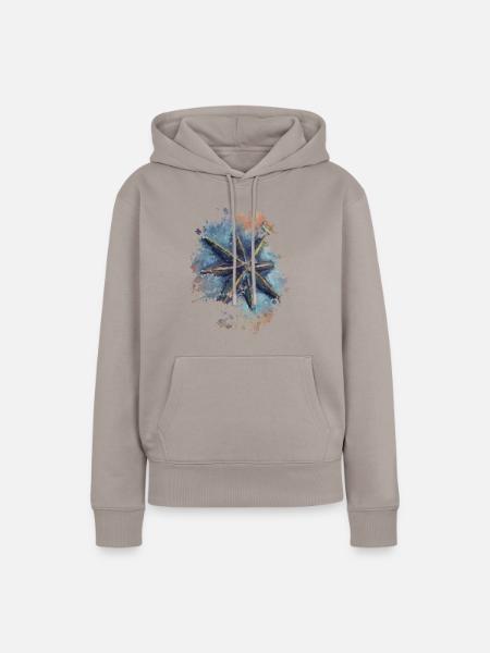 Kompass - Frauen Premium Bio Hoodie - Taupe
