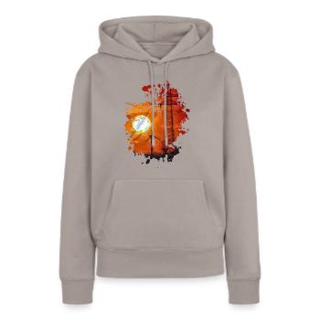Sonnenuntergang - Frauen Premium Bio Hoodie - Taupe - Vorne - Julia (174cm)