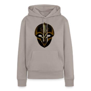 Masque antique - Sweat à capuche Premium bio Femme - taupe - Devant - Julia (174cm)