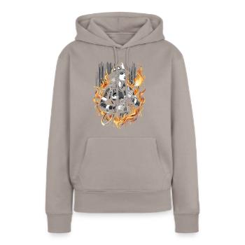 Pompier femme - Sweat à capuche Premium bio Femme - taupe - Devant - Julia (174cm)