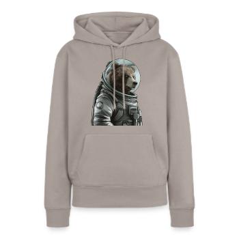 Nachdenklicher Braunbär Astronaut - Frauen Premium Bio Hoodie - Taupe - Vorne - Julia (174cm)