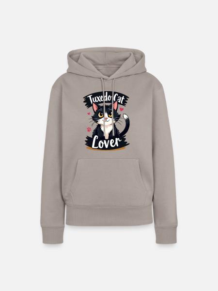 Tuxedo Cat Lover - Geschenk - Frauen Premium Bio Hoodie - Taupe