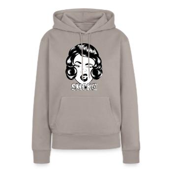 Fumée 4 - Sweat à capuche Premium bio Femme - taupe - Devant - Julia (174cm)