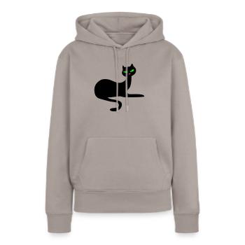 Retro chat noir élégance par Patjila - Sweat à capuche Premium bio Femme - taupe - Devant - Julia (174cm)